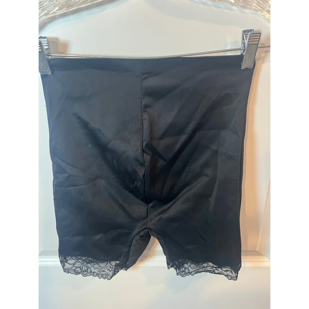 Nicole Miller Womens Shapewear Lace Trim High Waist Smoothing Black Size L